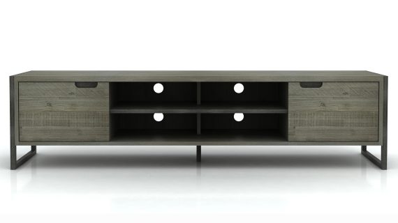 Komoda loftowa akacjowa z metalową podstawą – Vento