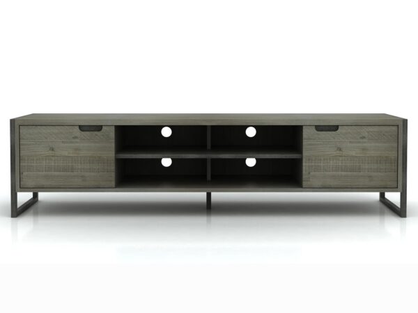 Szafka RTV z otworami na kable i loftowym wykończeniem