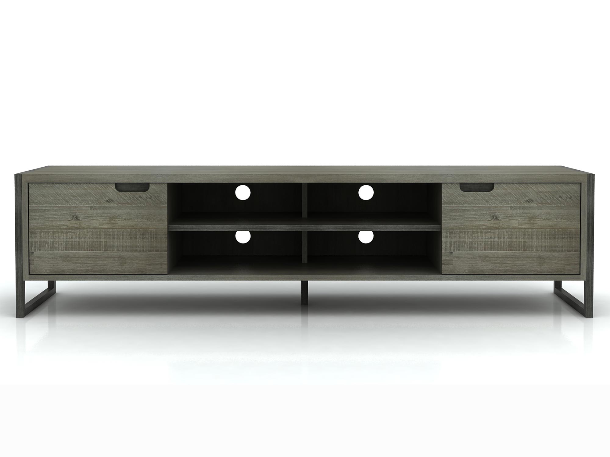 Szafka RTV z otworami na kable i loftowym wykończeniem Szafka RTV z otworami na kable i loftowym wykończeniem