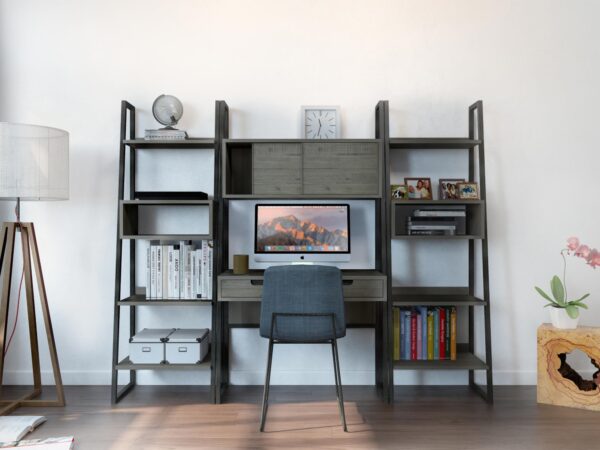 Biurko z regałem i półkami w nowoczesnym stylu