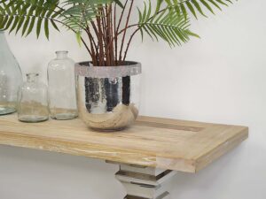 miniaturka Konsola glamour z naturalnym drewnem i stalową podstawą – Luxe