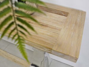 miniaturka Konsola glamour z naturalnym drewnem i stalową podstawą – Luxe