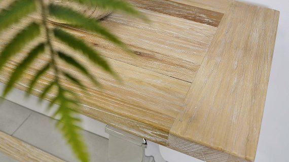 miniaturka Konsola glamour z naturalnym drewnem i stalową podstawą – Luxe