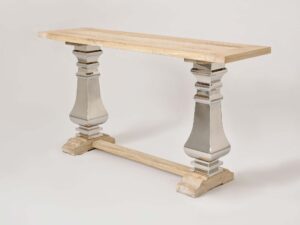 miniaturka Konsola glamour z naturalnym drewnem i stalową podstawą – Luxe