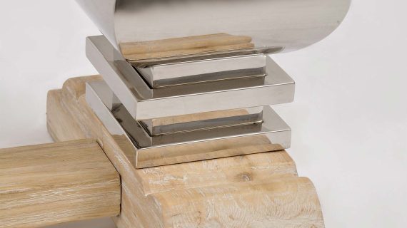 miniaturka Konsola glamour z naturalnym drewnem i stalową podstawą – Luxe