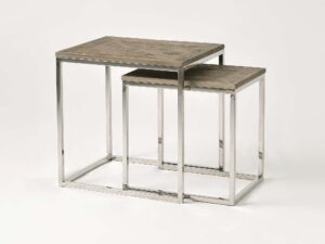 miniaturka Stoliki Zestaw Drewniane Intarsja Rama Stalowa – Luxe