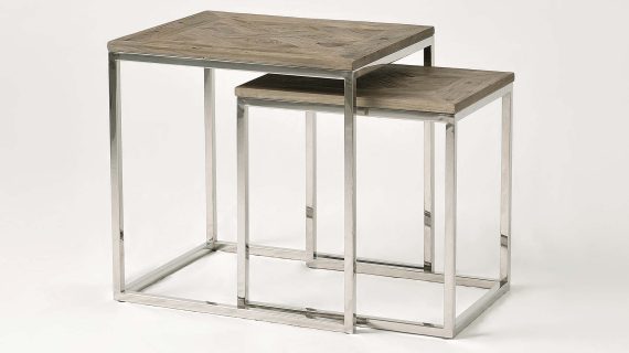 miniaturka Stoliki Zestaw Drewniane Intarsja Rama Stalowa – Luxe