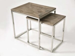 miniaturka Stoliki Zestaw Drewniane Intarsja Rama Stalowa – Luxe