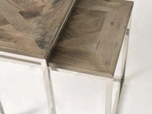 miniaturka Stoliki Zestaw Drewniane Intarsja Rama Stalowa – Luxe