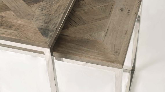 miniaturka Stoliki Zestaw Drewniane Intarsja Rama Stalowa – Luxe