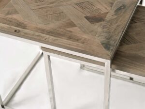 miniaturka Stoliki Zestaw Drewniane Intarsja Rama Stalowa – Luxe