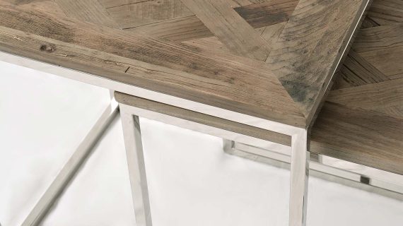 miniaturka Stoliki Zestaw Drewniane Intarsja Rama Stalowa – Luxe