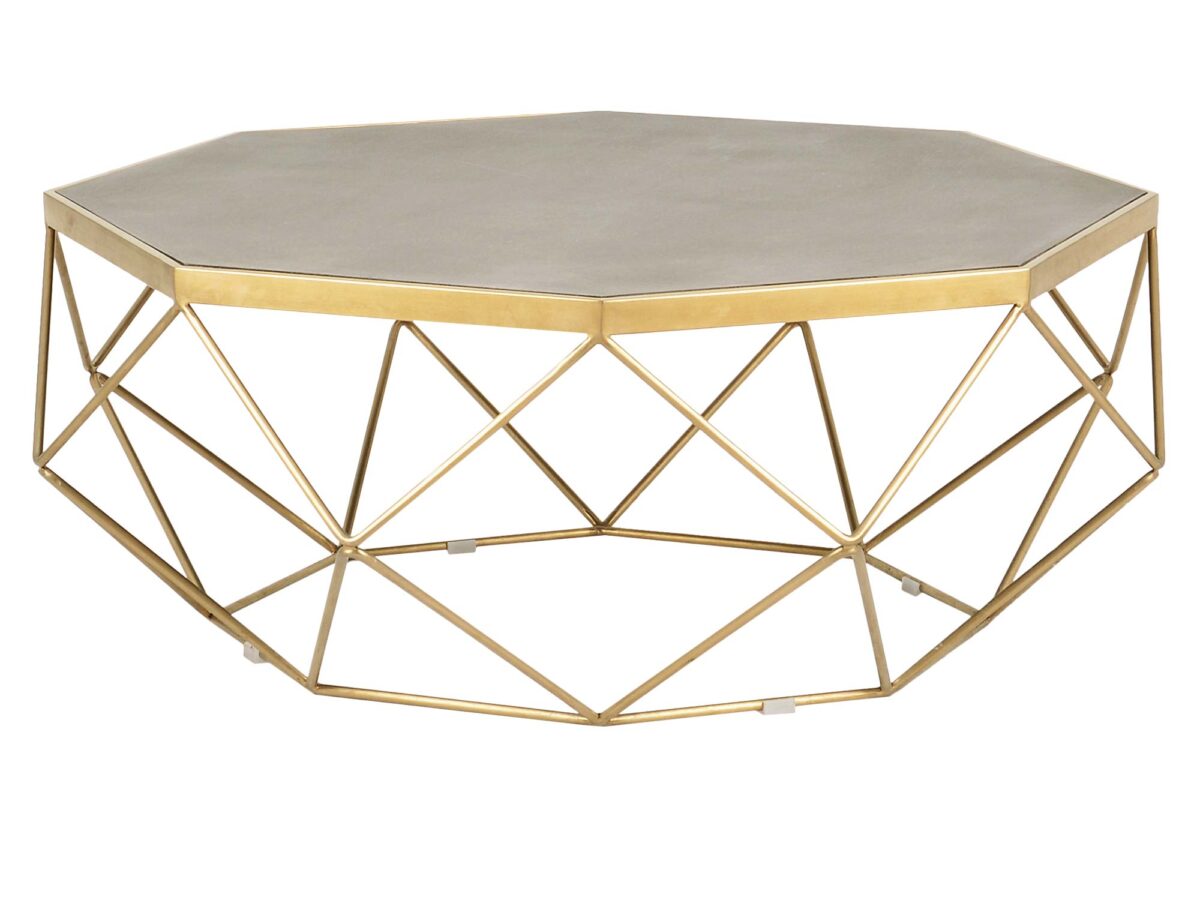 Stolik glamour z cementowym blatem i geometryczną konstrukcją – Luxe