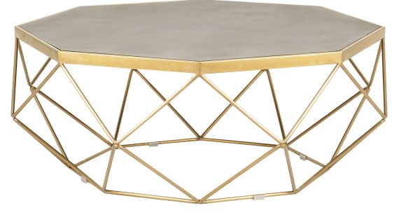 Stolik glamour z cementowym blatem i geometryczną konstrukcją – Luxe