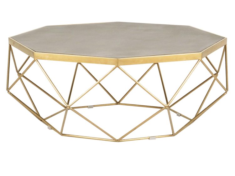 Stolik glamour z cementowym blatem i geometryczną konstrukcją – Luxe