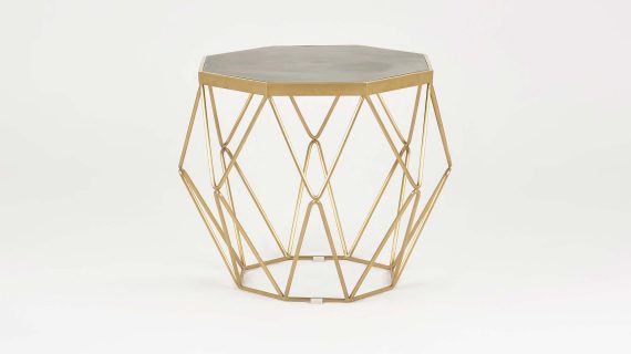 miniaturka Stolik glamour szary z betonowym blatem i złotą podstawą – Luxe