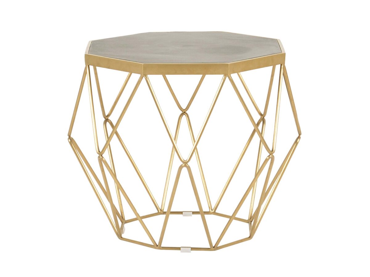 Stolik glamour szary z betonowym blatem i złotą podstawą – Luxe