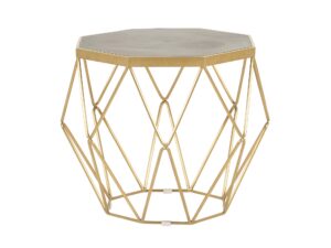 Stolik glamour szary z betonowym blatem i złotą podstawą – Luxe