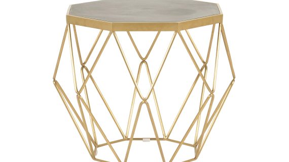 Stolik glamour szary z betonowym blatem i złotą podstawą – Luxe