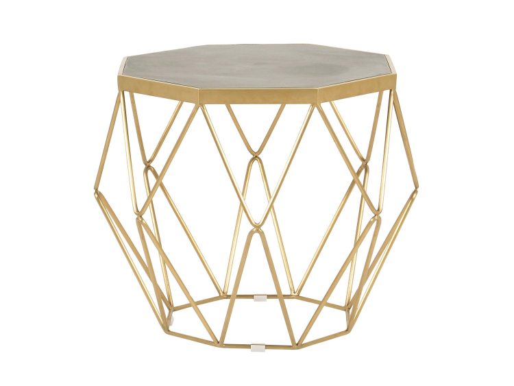 Stolik glamour szary z betonowym blatem i złotą podstawą – Luxe