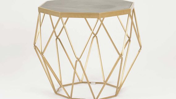 miniaturka Stolik glamour szary z betonowym blatem i złotą podstawą – Luxe