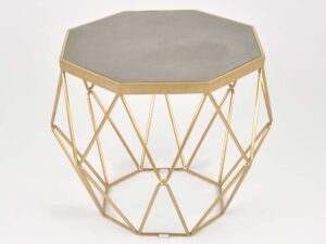 miniaturka Stolik glamour szary z betonowym blatem i złotą podstawą – Luxe