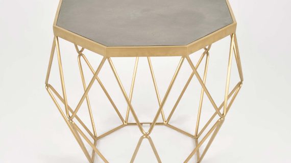 miniaturka Stolik glamour szary z betonowym blatem i złotą podstawą – Luxe