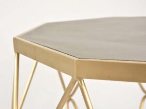 miniaturka Stolik glamour szary z betonowym blatem i złotą podstawą – Luxe