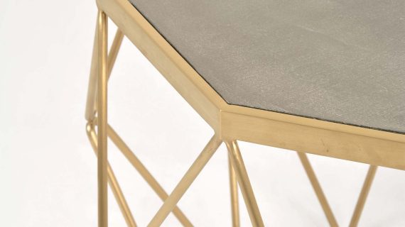 miniaturka Stolik glamour szary z betonowym blatem i złotą podstawą – Luxe