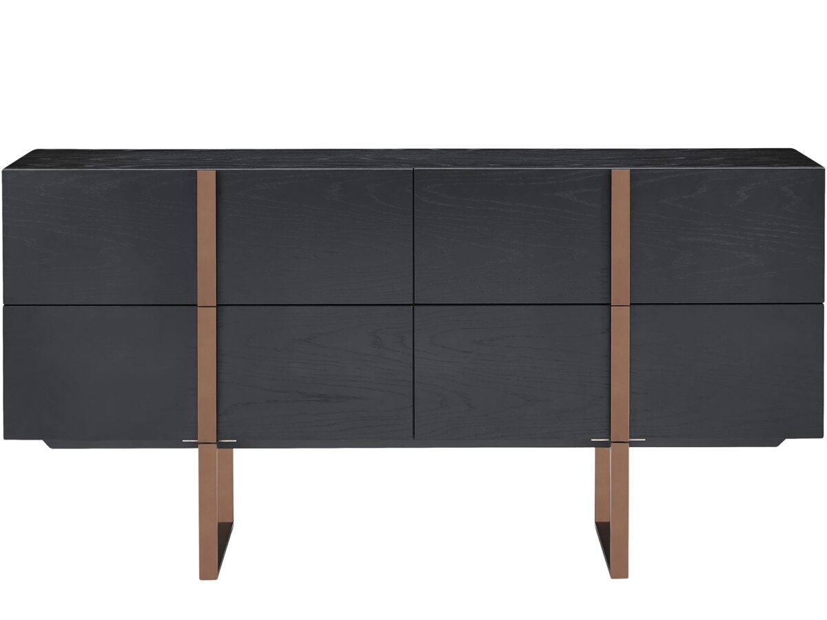 Komoda Czarny Dąb Różowozłote Nogi Soft-close – Brooklyn