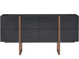 Komoda Czarny Dąb Różowozłote Nogi Soft-close – Brooklyn