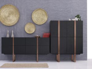 miniaturka Komoda Czarny Dąb Różowozłote Nogi Soft-close – Brooklyn