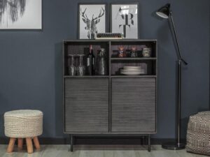 miniaturka Komoda retro z lamelami i ciemnymi nogami – Nobile