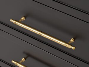 miniaturka Czarna Szafka Elegancka Satynowa Złote Akcenty – Hamilton