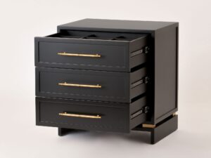 miniaturka Czarna Szafka Elegancka Satynowa Złote Akcenty – Hamilton