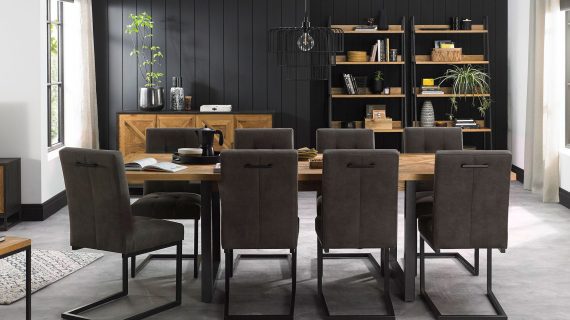 miniaturka Loftowy Stół Rozkładany Intarsja X Stalowe Nogi – Karma