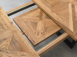 miniaturka Loftowy Stół Rozkładany Intarsja X Stalowe Nogi – Karma