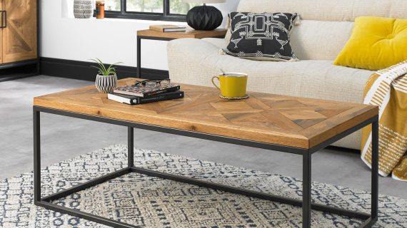 miniaturka Kawowy Stolik Loftowy Drewniany Stalowa Konstrukcja – Karma