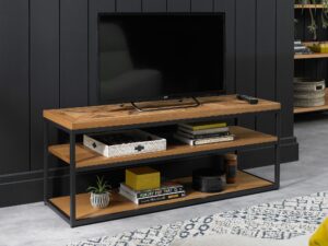 miniaturka Loftowy Stolik RTV Drewniany Stalowe Nogi – Karma