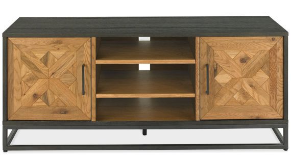 RTV Komoda Loftowa Naturalne Drewno Stalowe Nogi – Karma