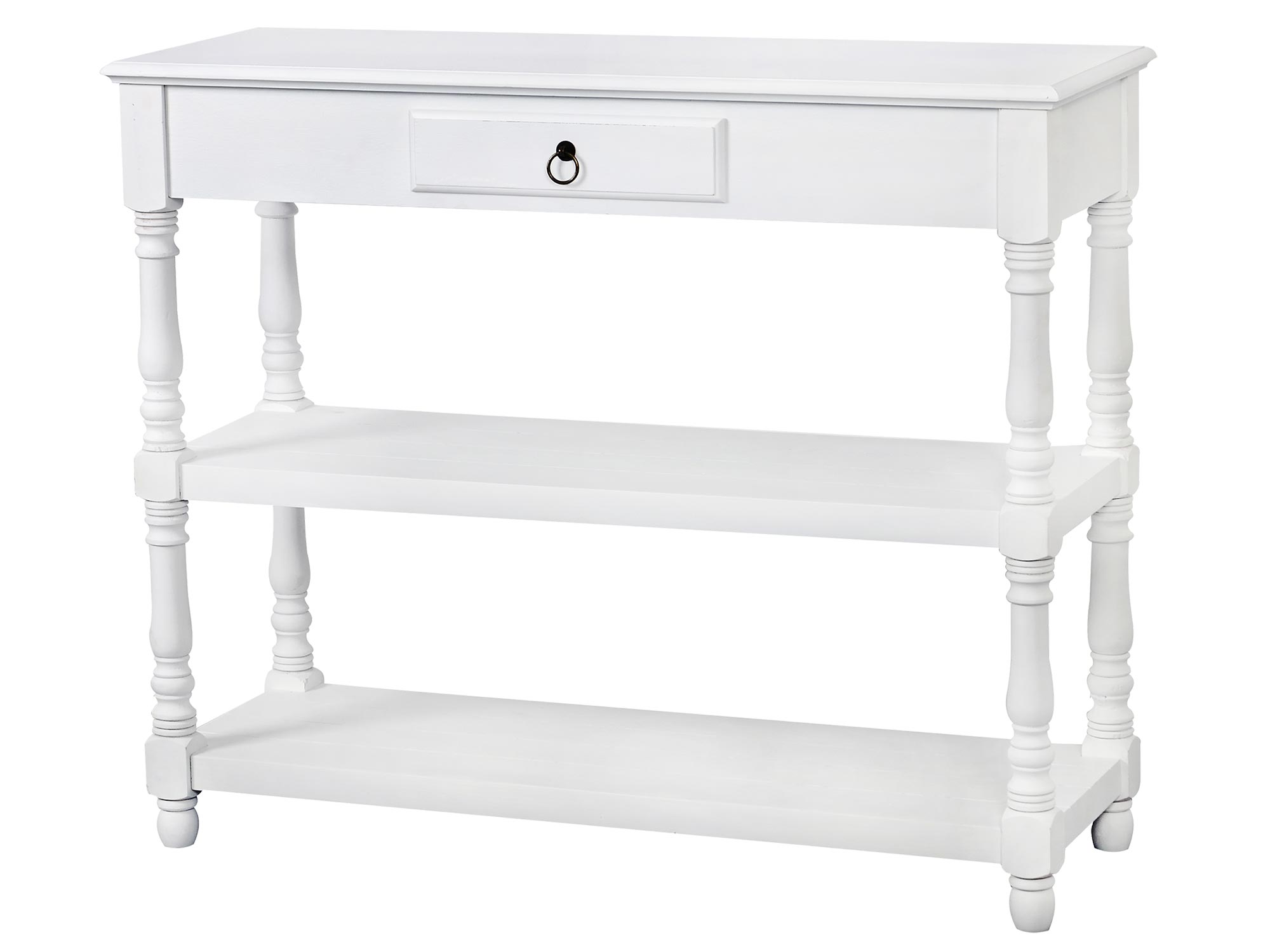 Regał narożny biały z trzema półkami i rzeźbionymi nogami Regał narożny biały z trzema półkami i rzeźbionymi nogami