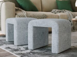 miniaturka Elegancka Ławka Tapicerowana Jasnoniebieski Kolor – Edinburgh