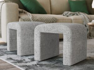 miniaturka Srebrnoszara Ławka Tapicerowana Elegancka – Edinburgh