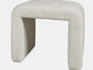 miniaturka Jasnobeżowa Ławka Tapicerowana Elegancka Tkanina Szenilowa – Edinburgh