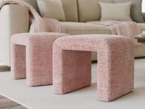 miniaturka Ławka Tapicerowana Elegancka Jasnoróżowy Odcień – Edinburgh