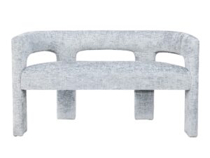 Ławka Jasnoniebieska Tapicerowana Tkanina Szenilowa – Edinburgh