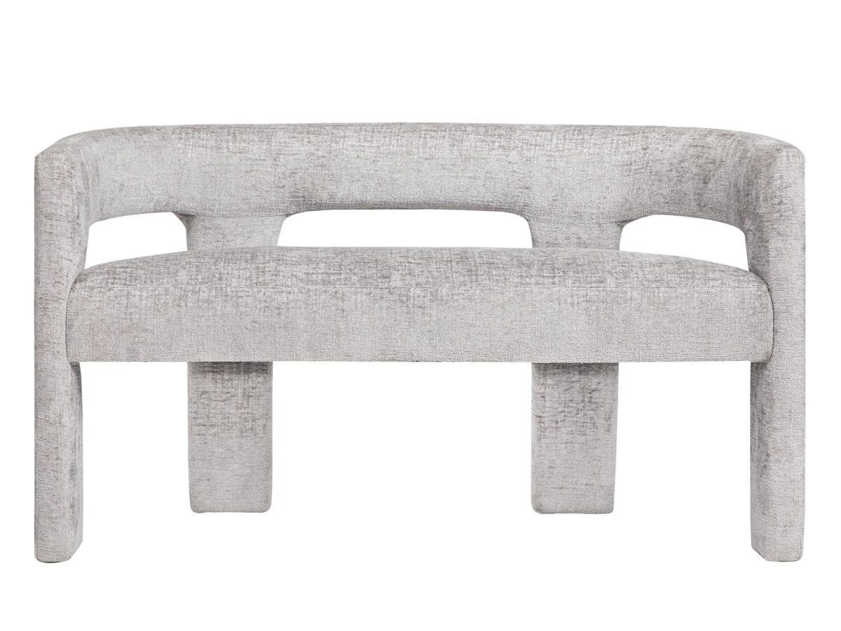 Ławka Tapicerowana Srebrnoszara Luksusowa Tapicerka Szenilowa – Edinburgh