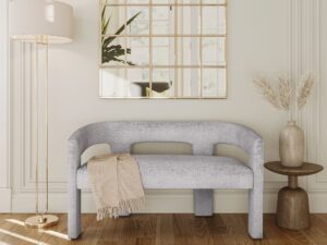 miniaturka Ławka Tapicerowana Srebrnoszara Luksusowa Tapicerka Szenilowa – Edinburgh