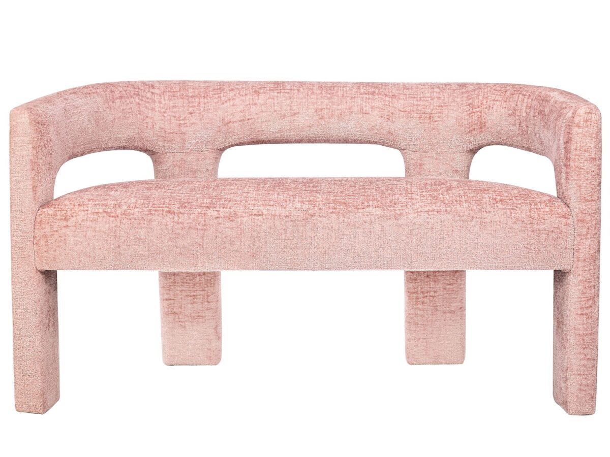 Ławka Tapicerowana Jasnoróżowa Luksusowa Tapicerka Szenilowa – Edinburgh