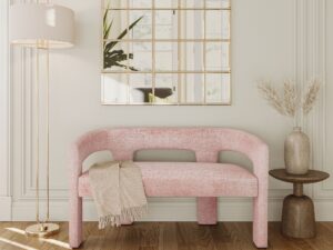 miniaturka Ławka Tapicerowana Jasnoróżowa Luksusowa Tapicerka Szenilowa – Edinburgh